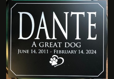 Engravers plastic pet memorial - customer review, Jack